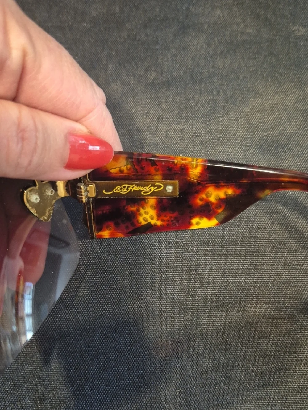 Ed Hardy Zeke Embellished Tortoiseshell Shield Sunglasses - Picture 6 of 10